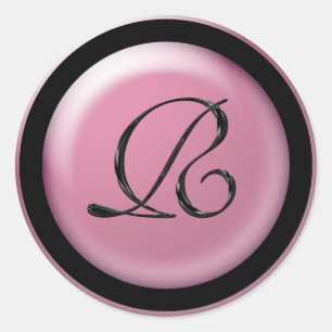 Sticker Rond Beau Sceau Enveloppe En Rose