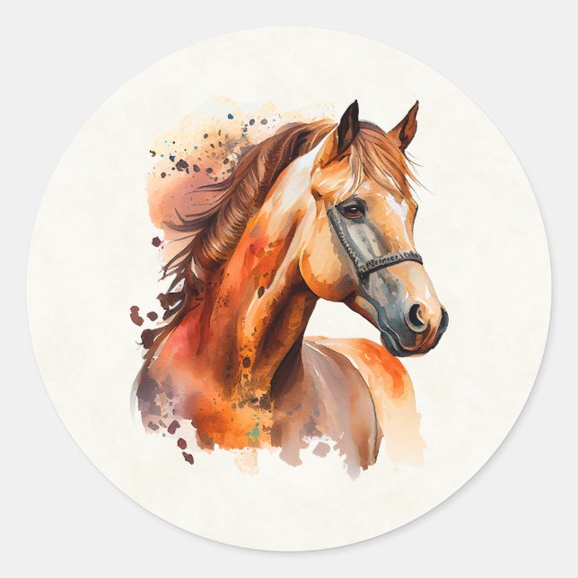 Sticker Rond Beau Sorrel Horse Portrait (Devant)