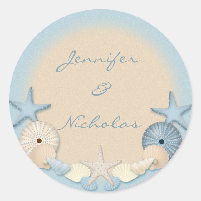 Sticker Rond Beau Thème Tropical Beach Shells (Devant)