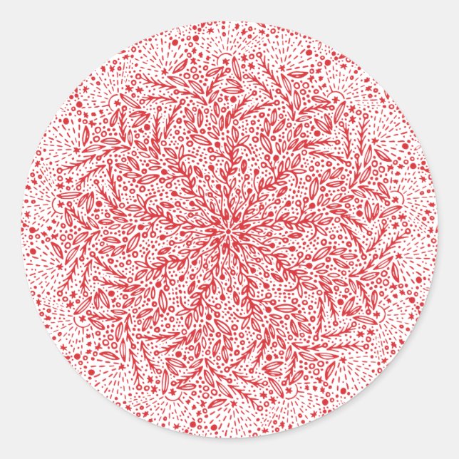 Sticker Rond Beau Timbre de Noël des étoiles rouges (Devant)