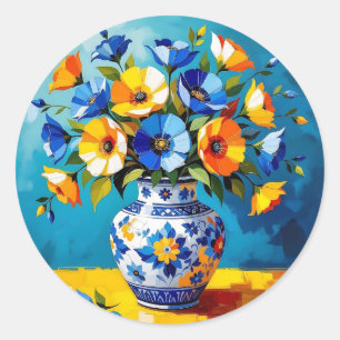 Sticker Rond Beau vase de fleurs