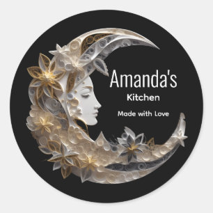 Sticker Rond Beau visage dans la cuisine lune