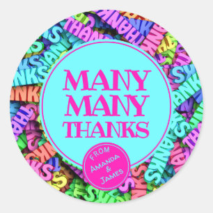 Sticker Rond Beaucoup de Merci - Multi Coloré Personnalisé