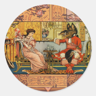 Sticker Rond Beauté Beast Classic Fairy Tale Caractères