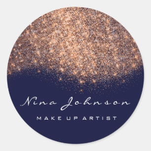 Sticker Rond Beauté bleue de cuivre de maquilleur de parties