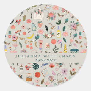 Sticker Rond Beauté botanique Nature florale Marque moderne