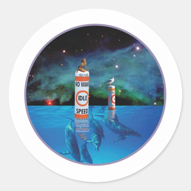Sticker Rond Beauté de bain assis sur aucun marqueur de zone de (Devant)