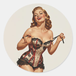 Sticker Rond Beauté des épingles rétro 50's