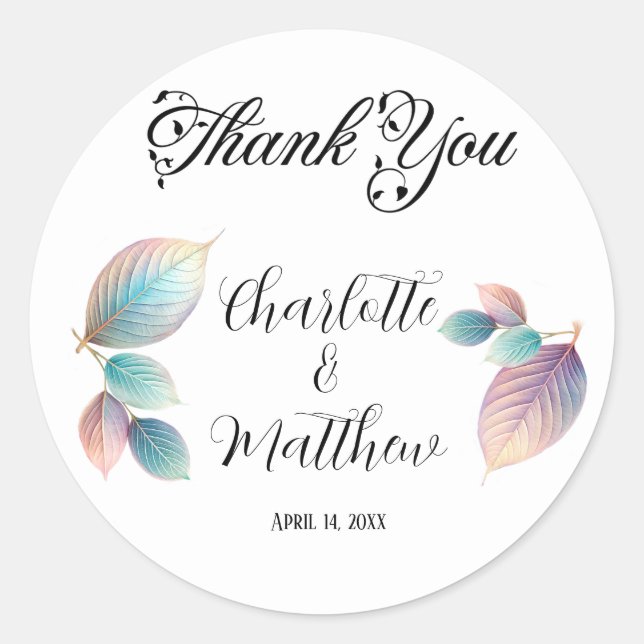 Sticker Rond Beauté Ethérée Soft Tone Whimsical Feuilles Pastel (Devant)