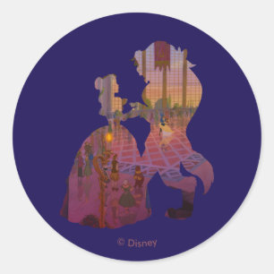 Sticker Rond Beauté & La Bête   Danse Silouette