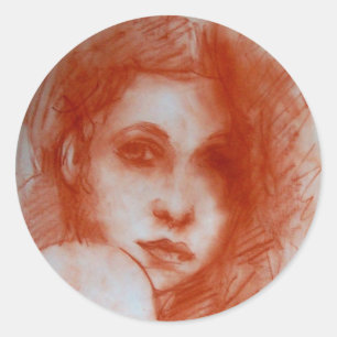 Sticker Rond BEAUTÉ ROMANTIQUE / Portrait de femme en Sepia Bro