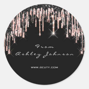 Sticker Rond Beauté Rose Black Drips Web Merci mariée 16e