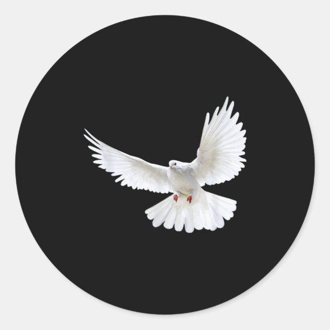 Sticker Rond Beautiful Flying Peaceful White Dove Photo Silhoue (Devant)