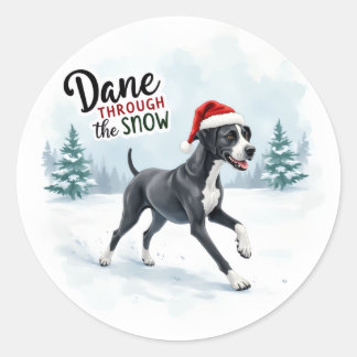 Sticker Rond Beautiful Great Dane greeting card