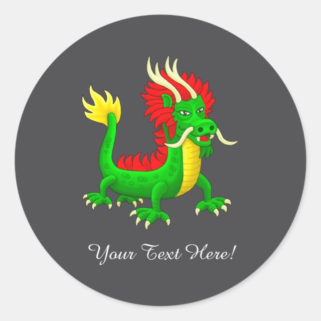Sticker Rond Beautiful Hand Drawn Chinese Dragon  (Devant)
