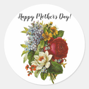 Sticker Rond Beautiful Romantic Summer Bouquet with Red Rose