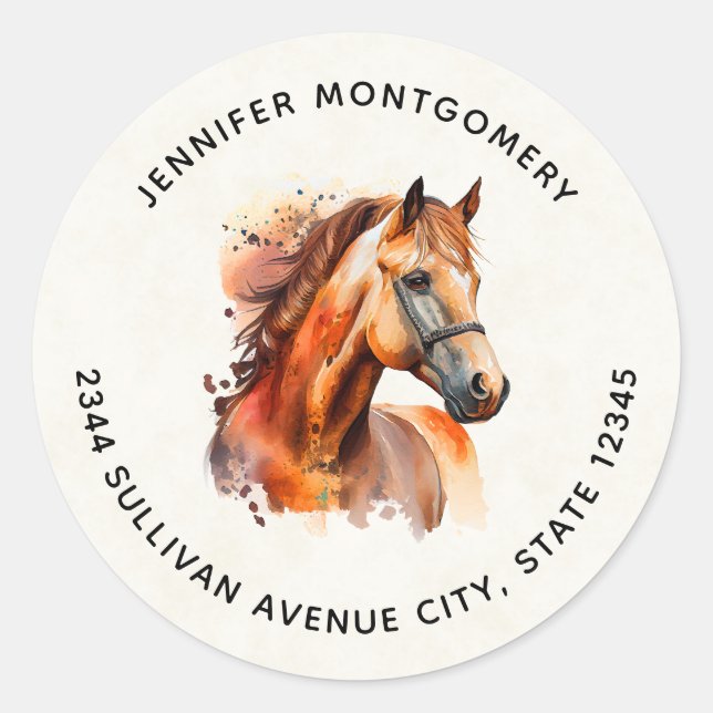 Sticker Rond Beautiful Sorrel Horse Portrait - Adresse (Devant)