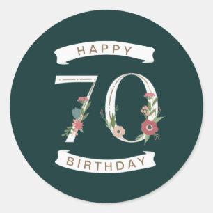 Sticker Rond Beaux chiffres floraux 70e anniversaire