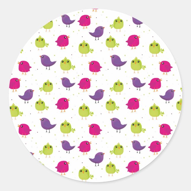 Sticker Rond Beaux oiseaux colorés (Devant)