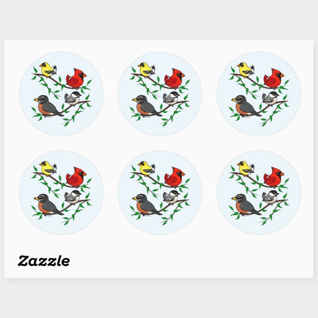 Sticker Rond Beaux oiseaux Jardins (Feuille)