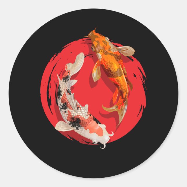 Sticker Rond Beaux poissons japonais Koi (Devant)