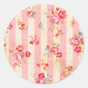 Sticker Rond Beaux roses vintages et d'autres fleurs