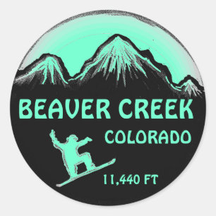 Sticker Rond Beaver Creek Colorado turquoise snowboard art auto