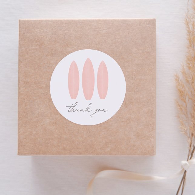 Sticker Rond Bébé à bord Baby shower de surf rose (Créateur téléchargé)