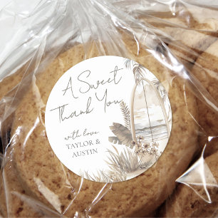 Sticker Rond Bébé à Bord Merci Plage Baby Shower