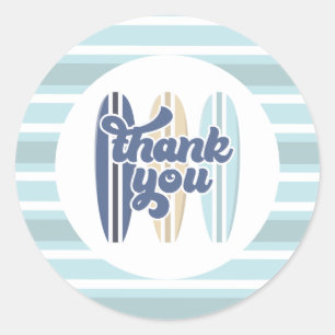 Sticker Rond Bébé à bord Surfboard Baby shower Merci