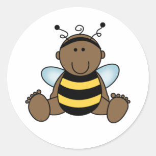 Sticker Rond Bébé Abeille Abeille Afro-Américaine