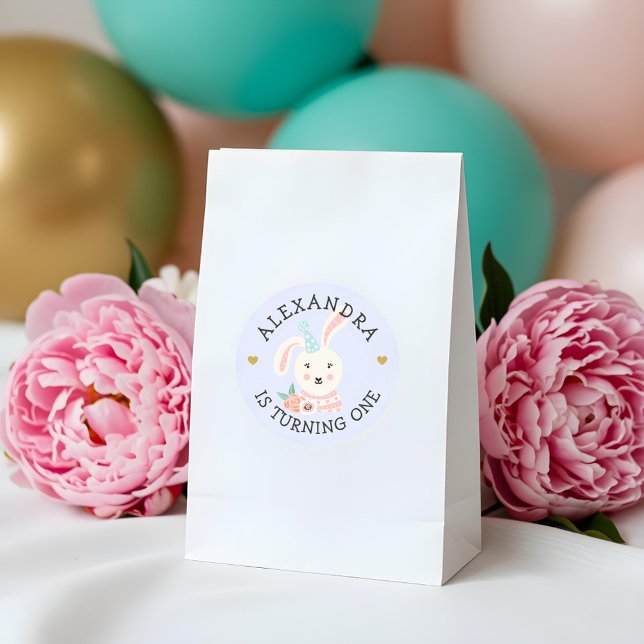 Sticker Rond Bébé adorable mignonne Fête de lapin Animal animal (Cute Adorable Baby Rabbit Party Animal Classic Round Sticker)