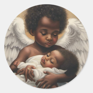 Sticker Rond Bébé Anges