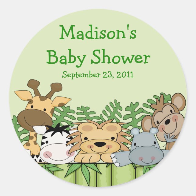 Sticker Rond Bébé Baby shower Safari Jungle (Devant)