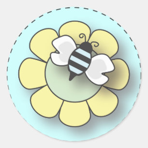 Sticker Rond Bébé Bee en bleu
