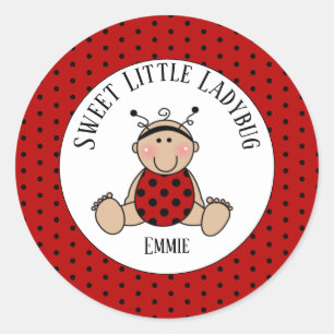 Sticker Rond Bébé blanc noir blanc mignon personnalisé