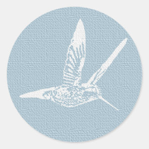 Sticker Rond Bébé Bleu et Blanc Élégant Colibri