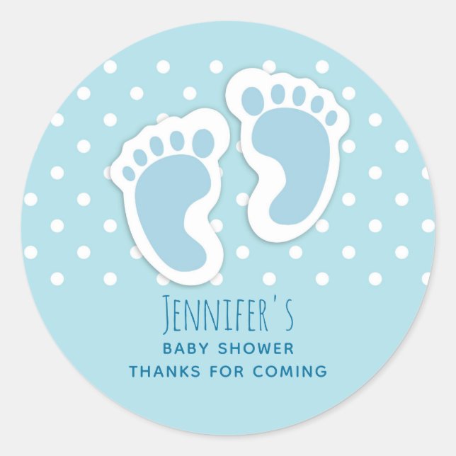 Sticker Rond Bébé bleu mou Pieds de garçon (Devant)