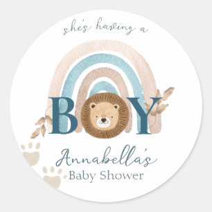 Sticker Rond Bébé Boho mignon Lion Lion Pawprints