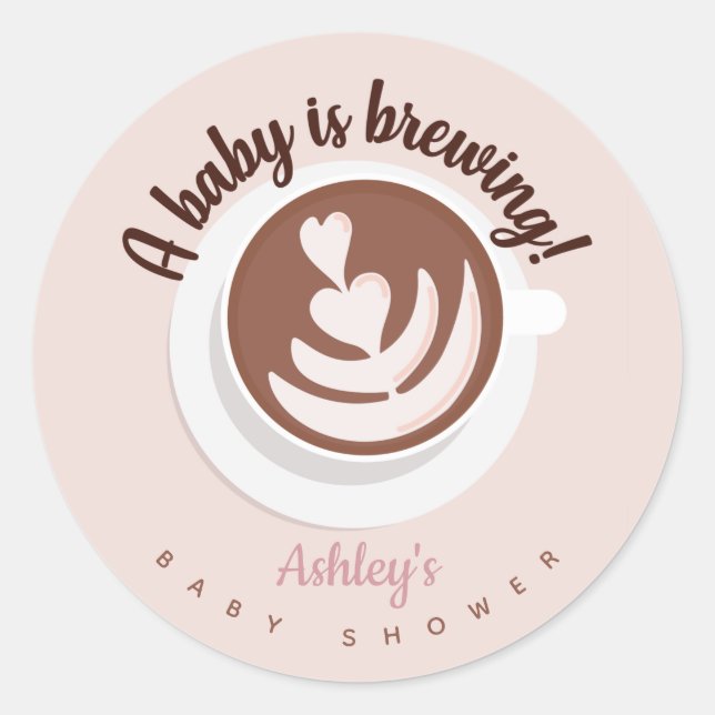 Sticker Rond Bébé brasse Café Brunch Baby shower Saupoudrer (Devant)