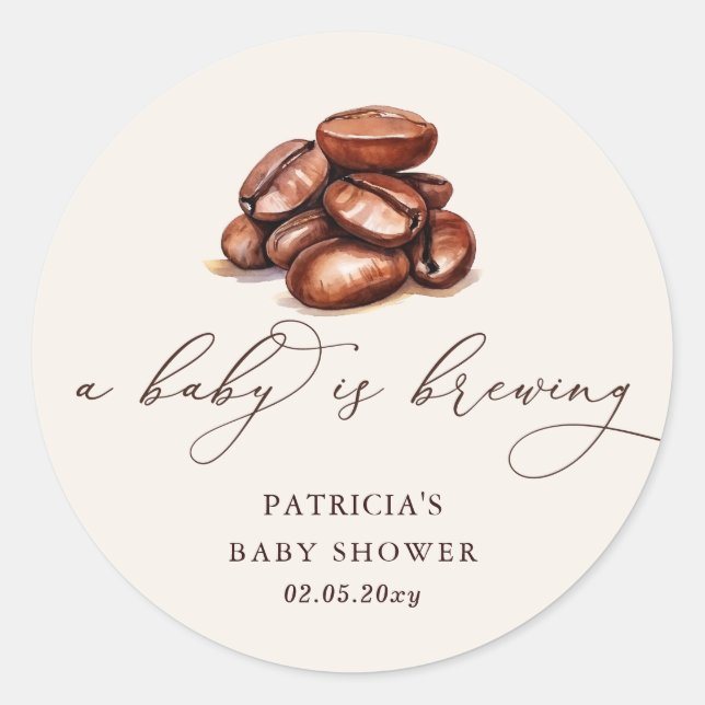Sticker Rond Bébé brasse du café Baby shower neutre pour le gen (Devant)