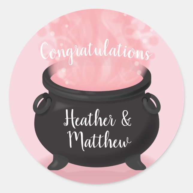 Sticker Rond Bébé brasse Sorcière douche gothique rose fille (Devant)