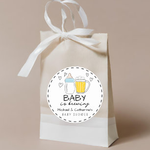 Sticker Rond Bébé Brûle Bouteille Bière Baby shower en verre