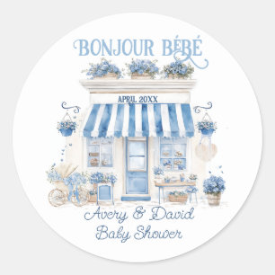 Sticker Rond Bebe Cafe Bonjour Bebe Baby shower à thème parisie