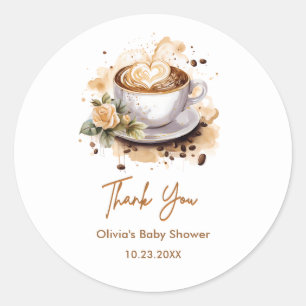 Sticker Rond Bébé Café est en train de Brasser Remerciements po