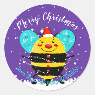 Sticker Rond bebe de miel de Noël cadeau cadeau cadeau de Noë