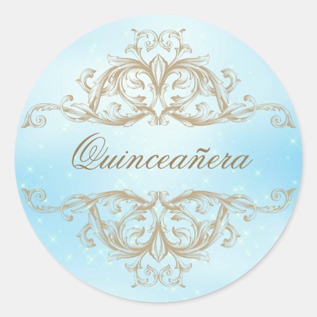 Sticker Rond Bébé décoratif Bleu Quinceanera (Devant)