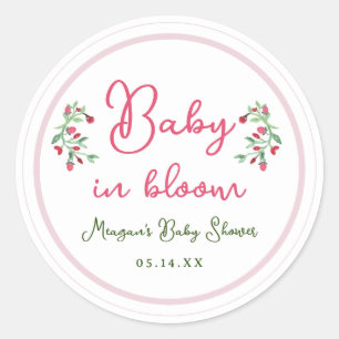 Sticker Rond Bébé Dessiné À La Main Dans Fleur Baby shower Fill