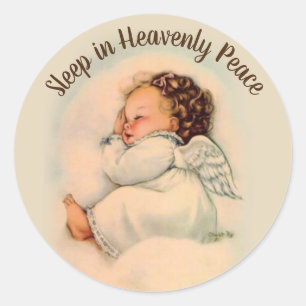 Sticker Rond Bébé dormant fille Angel vintage Fiable