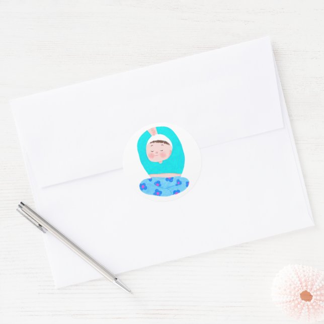 Sticker Rond bébé dormir (Enveloppe)